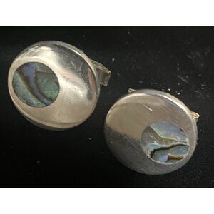 Vintage Richard Curley Navajo Sterling Silver Mother of Pearl Cufflinks 11.4g